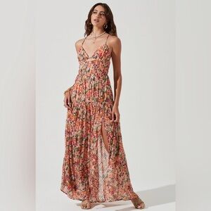 ASTR Vibrant Peach and Pink Floral Dress